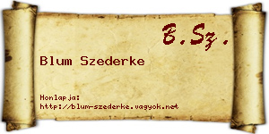 Blum Szederke névjegykártya
